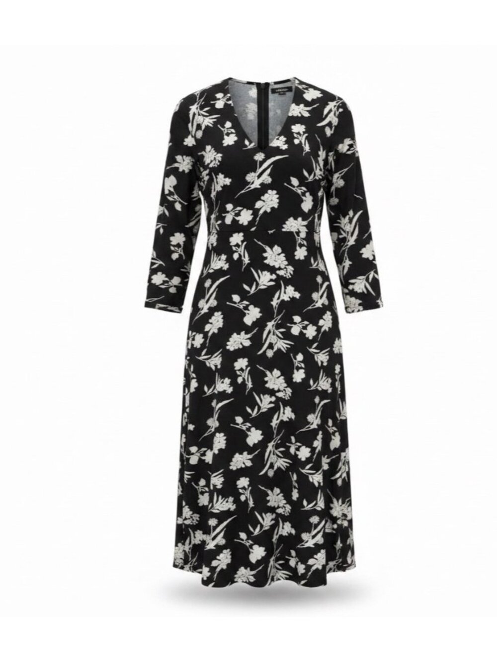 Franne Golde Womens Black & White Floral Boho Long Sleeve Maxi Dress Size L